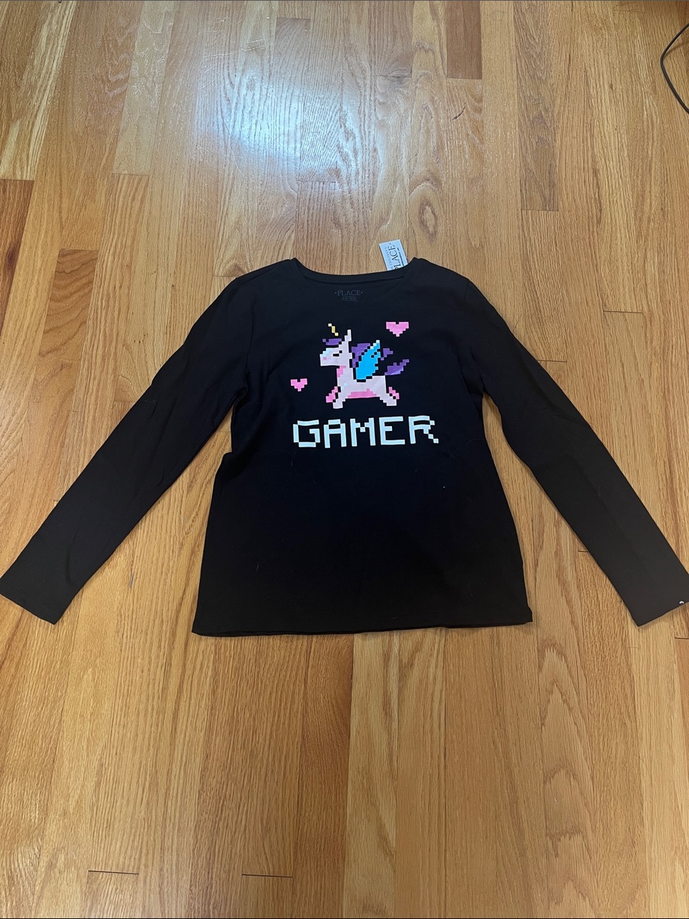 The Children's Place Black Long-Sleeve 'Gamer' Unicorn Tee
